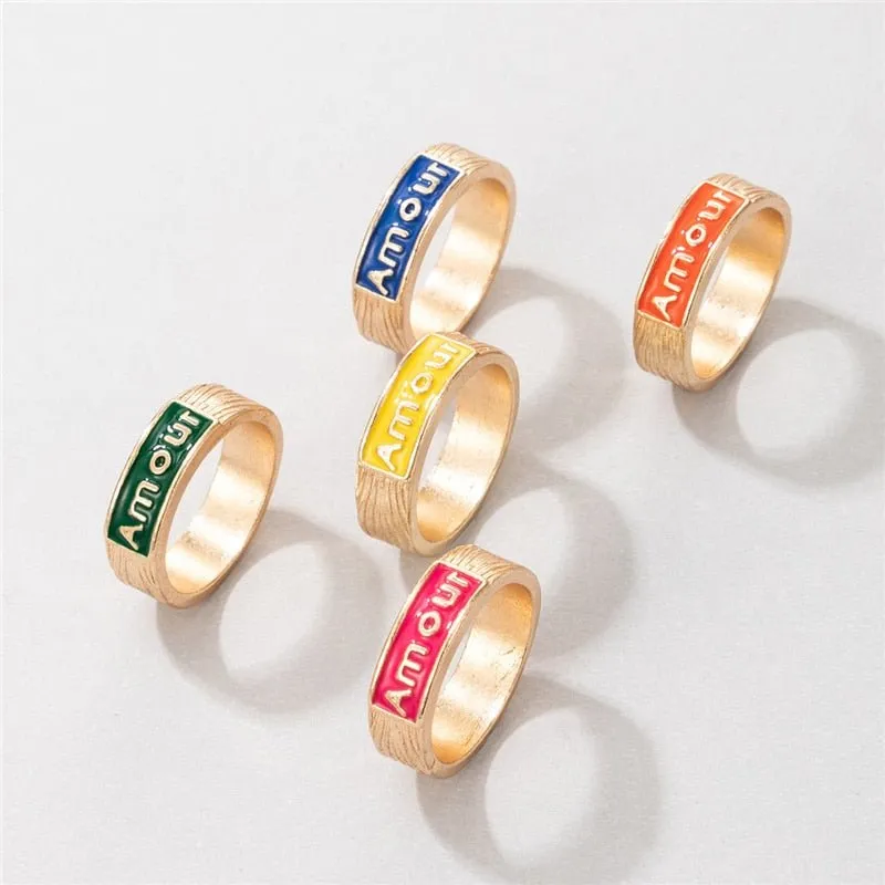 Sonnenuntergang Boho Vintage Gold Ring Set