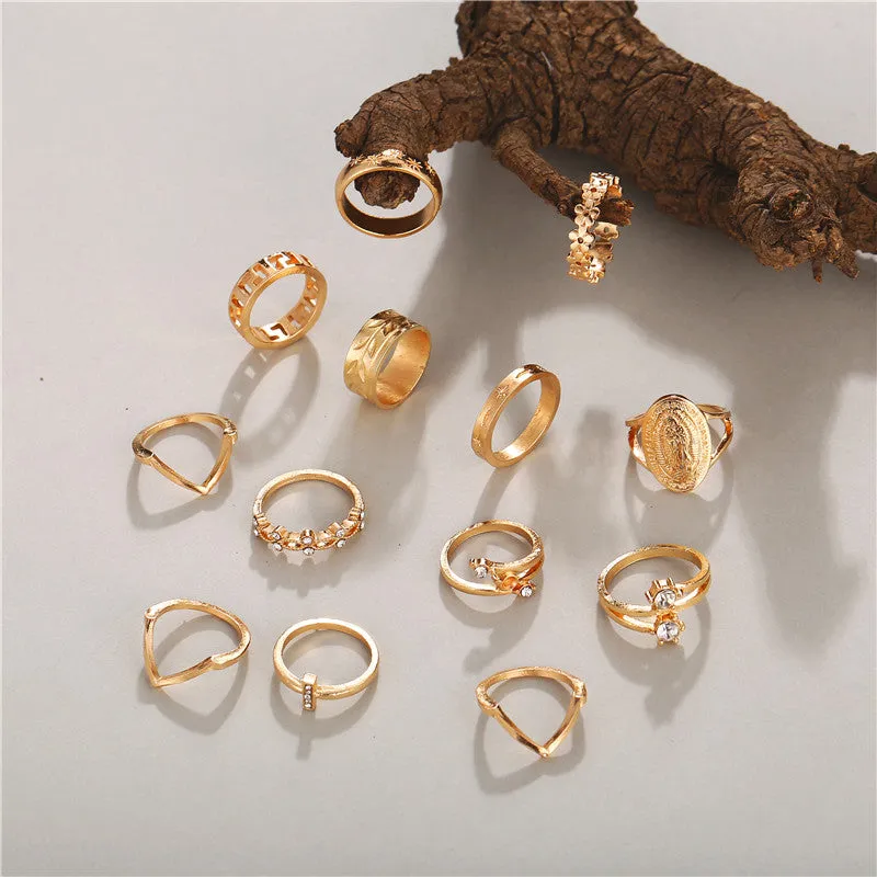 Sonnenuntergang Boho Vintage Gold Ring Set