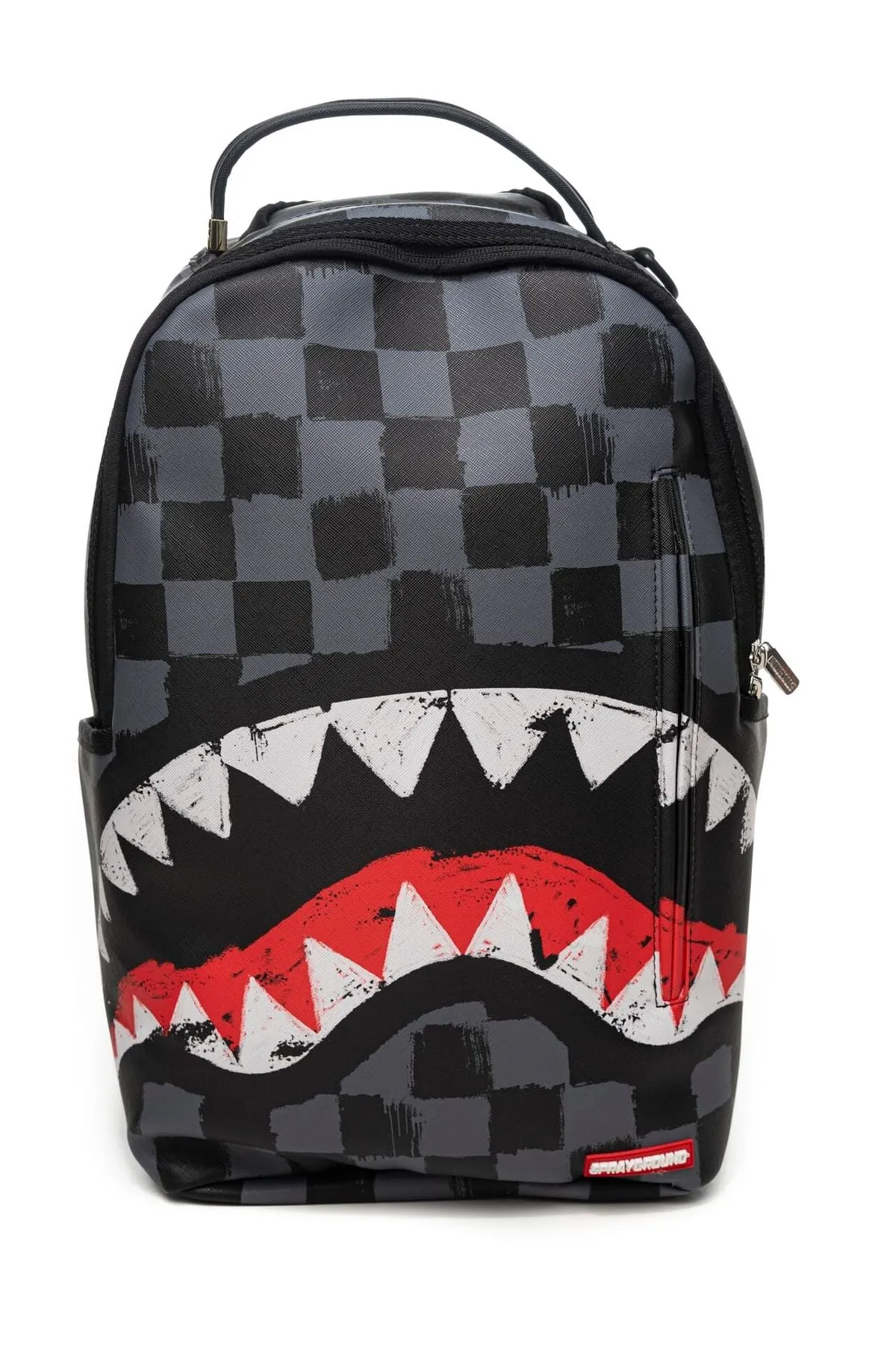 Sprayground Zaino Shark in Paris Gray Paint Unisex stampa a scacchi grigio nero