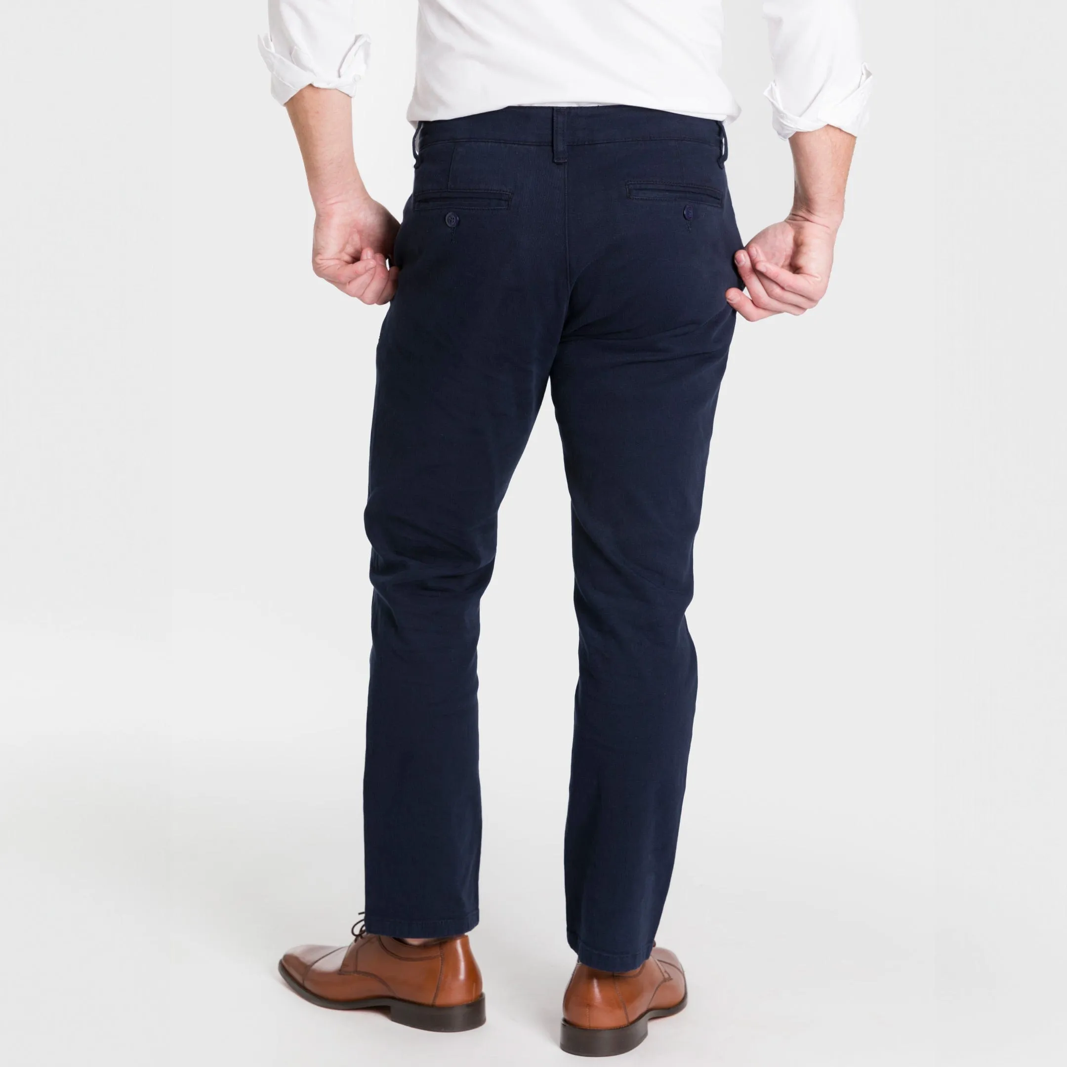 Straight Fit Navy Washed Stretch Chino