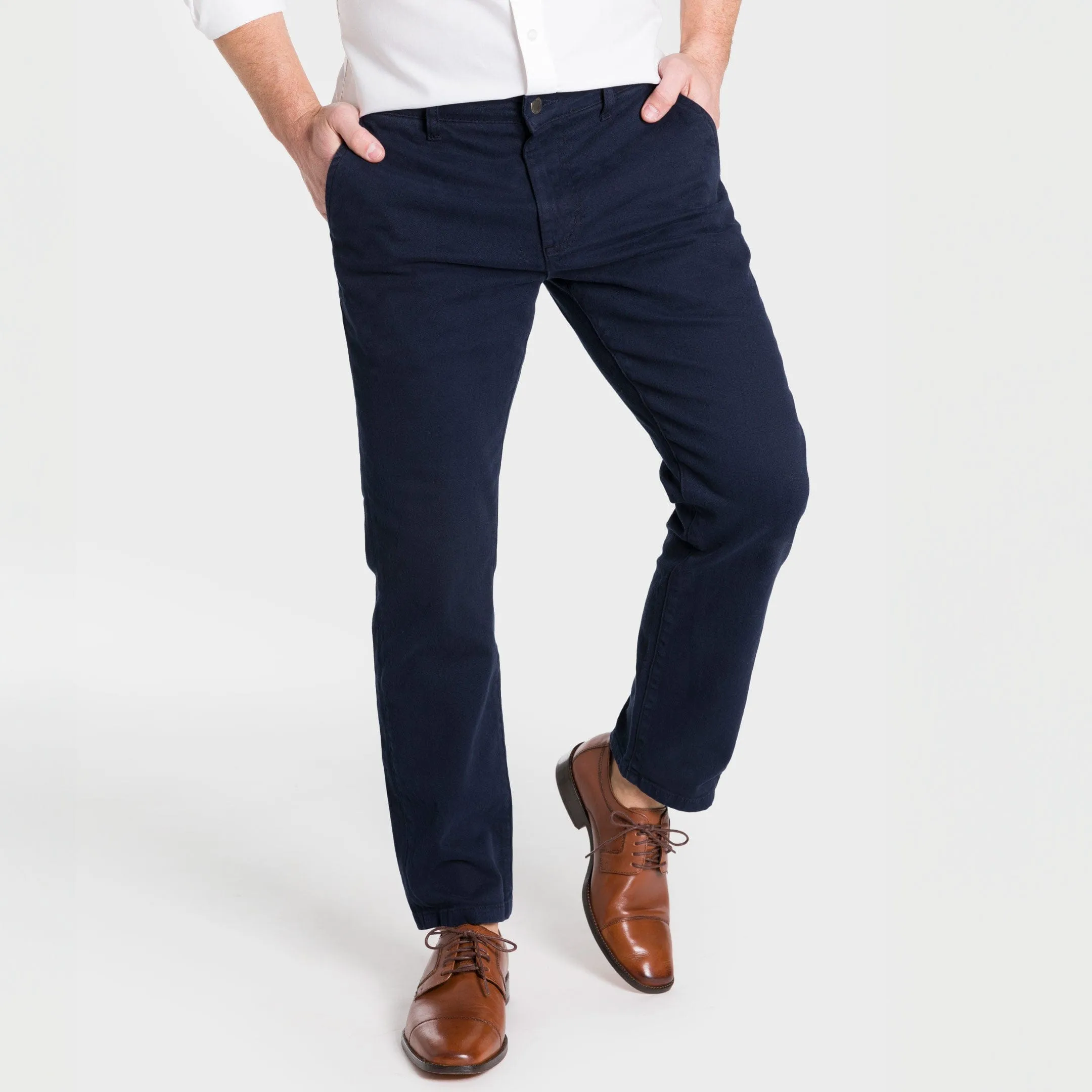 Straight Fit Navy Washed Stretch Chino