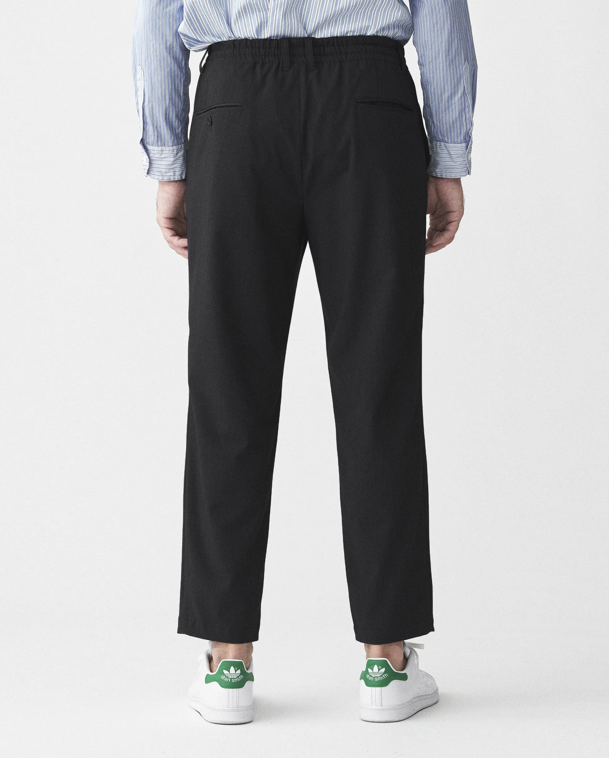 TAPERED GABARDINE PANTS / BLACK