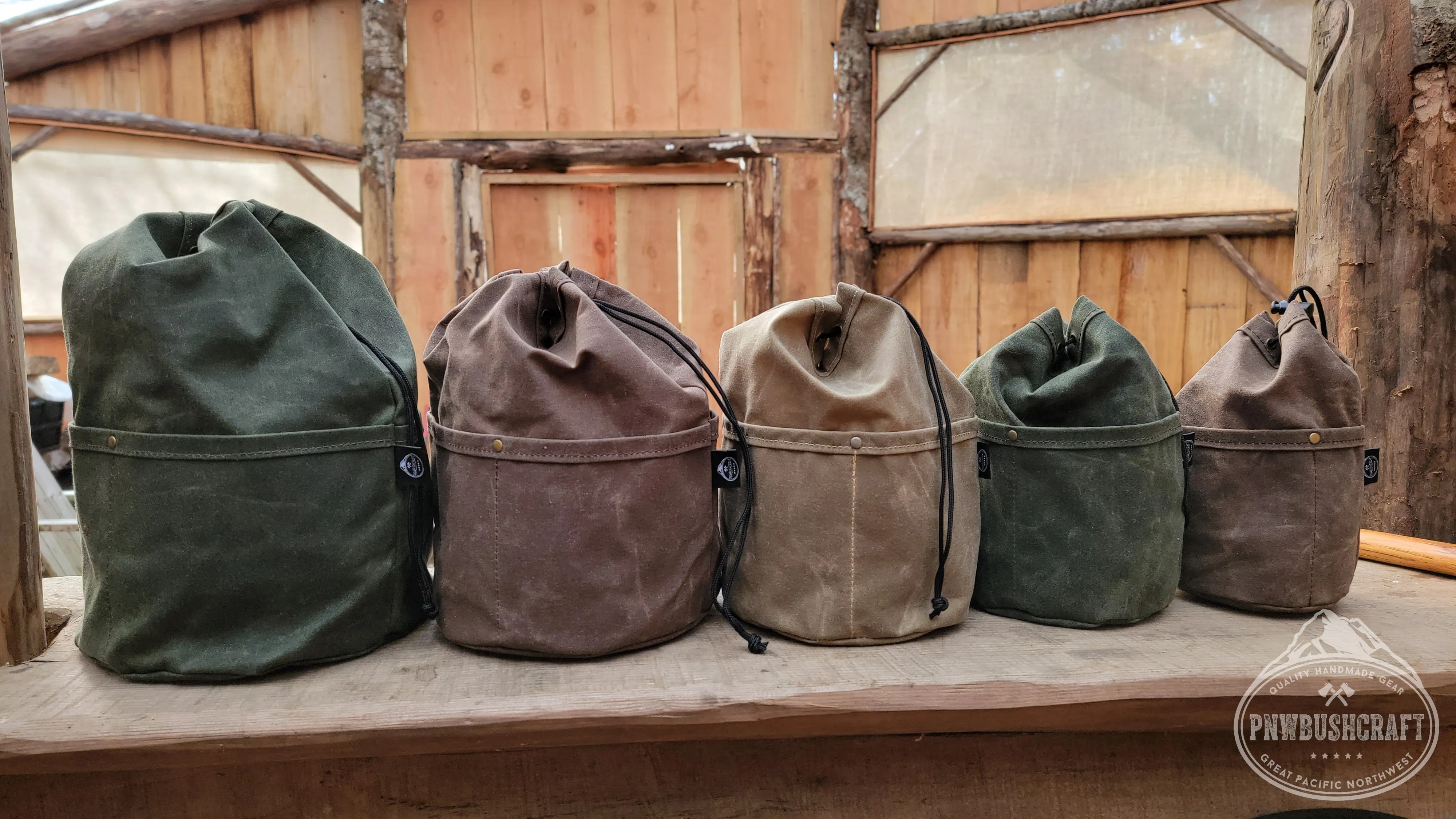 The Cedar Bucket Bag with Outside pockets Available in 5 sizes Perfect for Organizing Your Kit