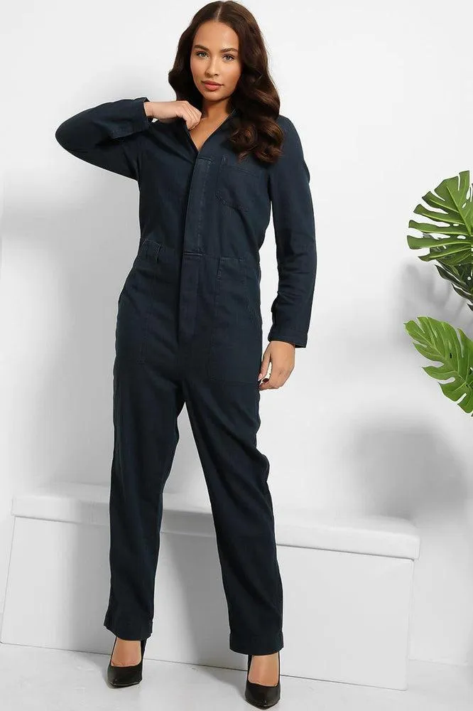 Thin Denim Lazy Fit Boiler Jumpsuit