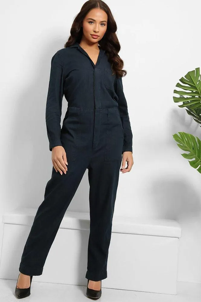 Thin Denim Lazy Fit Boiler Jumpsuit