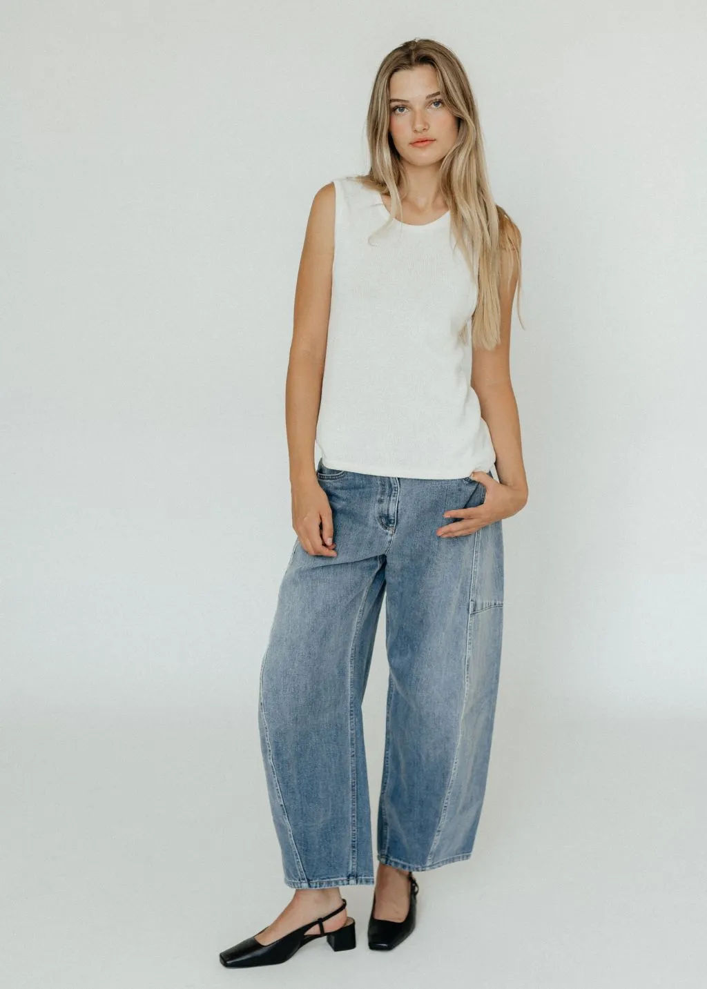 Tibi Classic Wash Denim Sid Jean