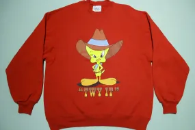 Twy It Vintage 1993 90's Tweety Bird Warner Bros Cowboy Crewneck Sweatshirt