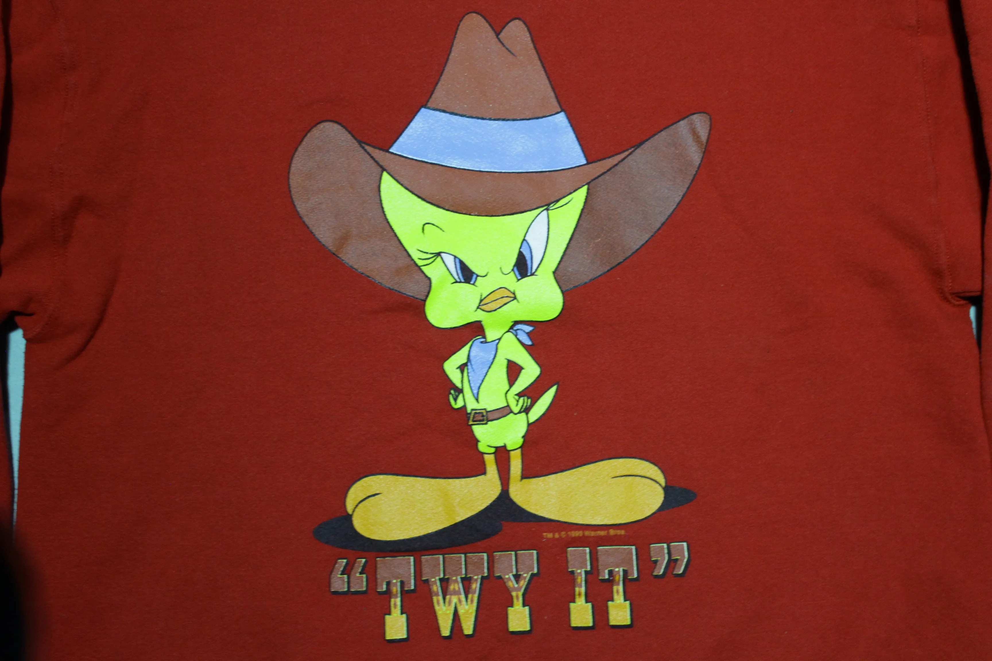 Twy It Vintage 1993 90's Tweety Bird Warner Bros Cowboy Crewneck Sweatshirt