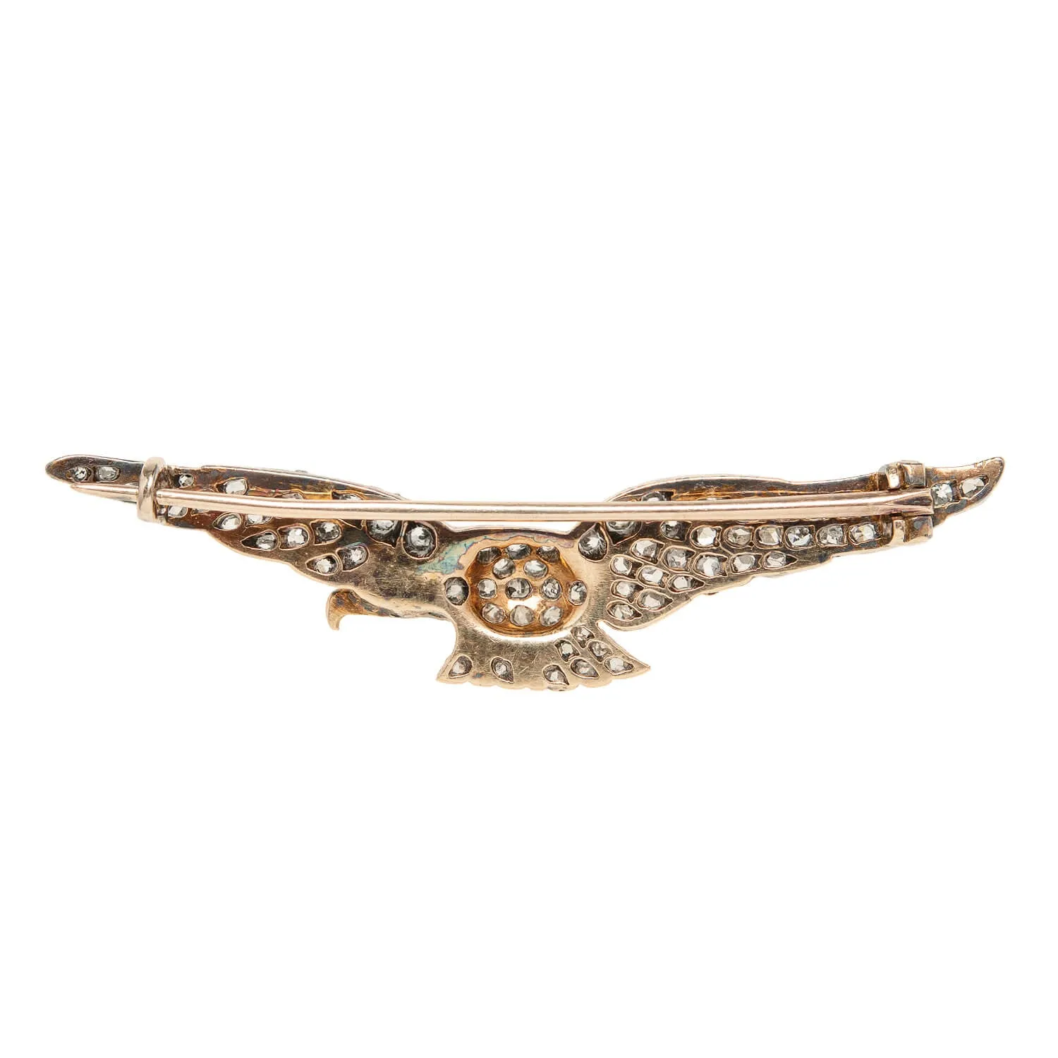 Victorian 18k/Sterling Diamond Eagle Pin