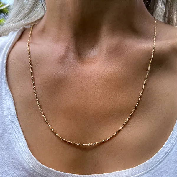 Vintage Diamond Cut Rope Chain Necklace