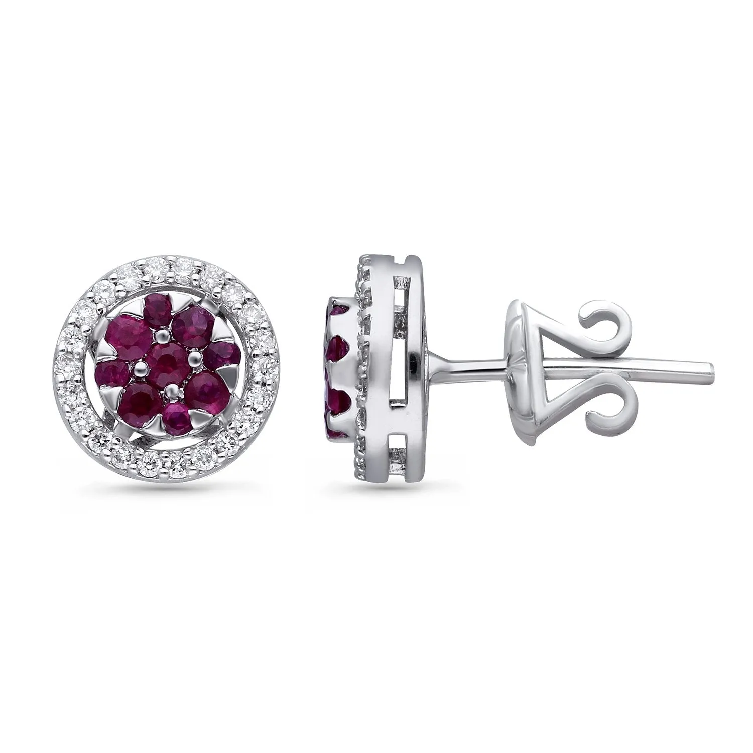 White Gold Ruby & Diamond Heirloom Earrings