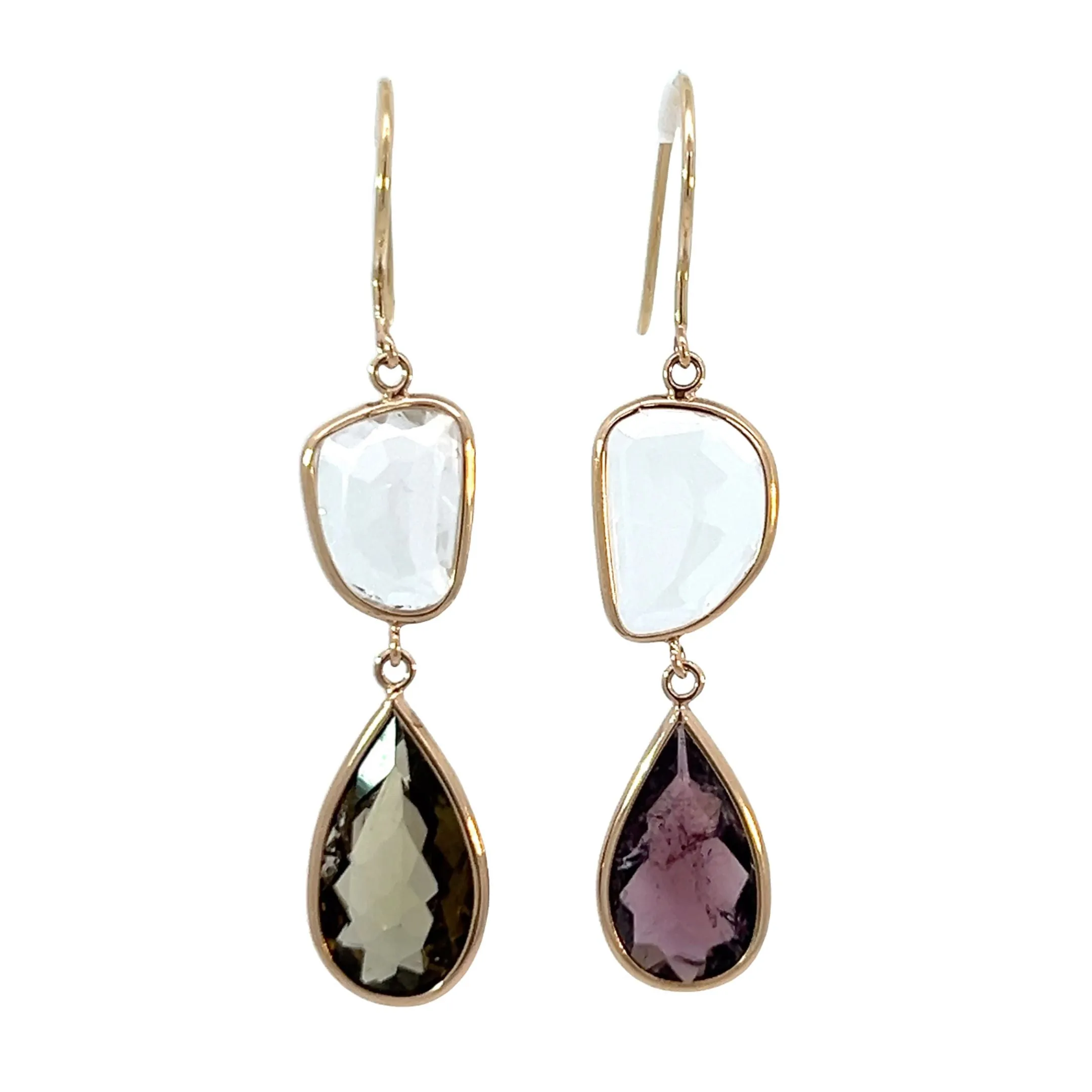 White Topaz and Multicolored Tourmaline Elizabeth Stone Earrings