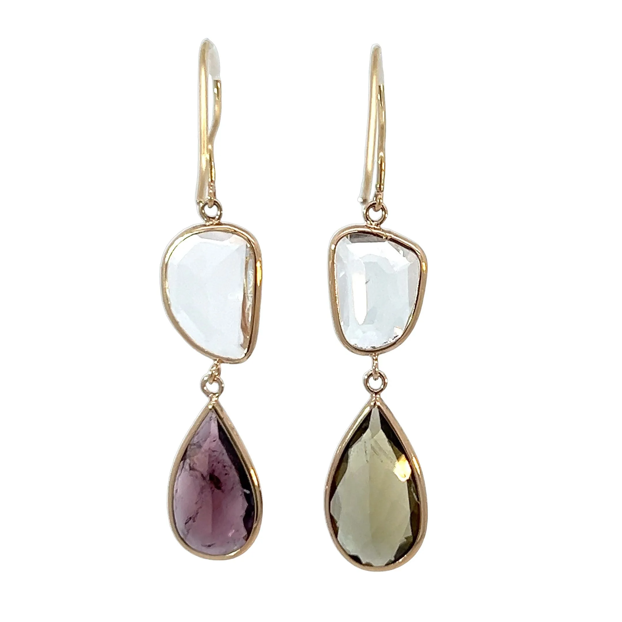 White Topaz and Multicolored Tourmaline Elizabeth Stone Earrings