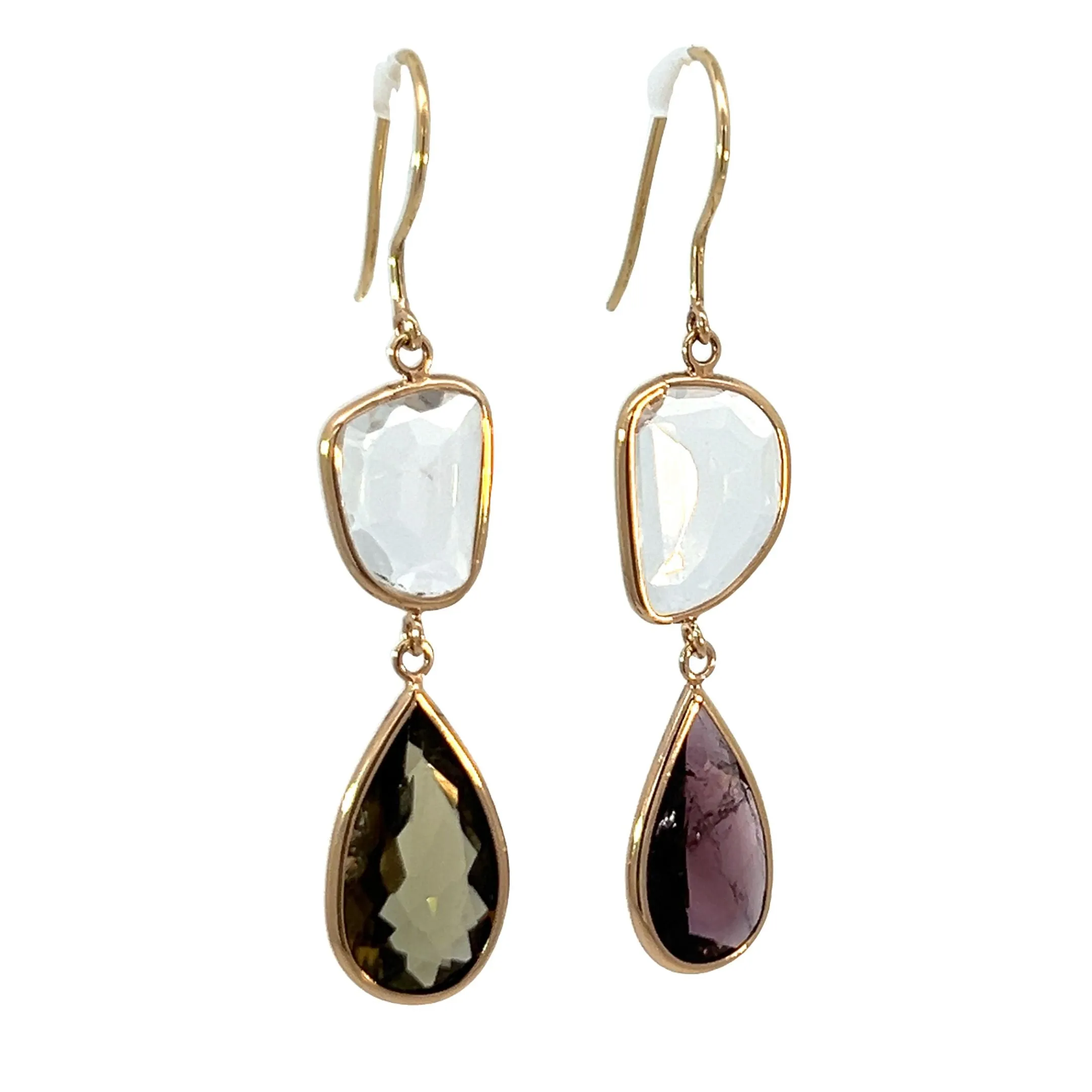 White Topaz and Multicolored Tourmaline Elizabeth Stone Earrings