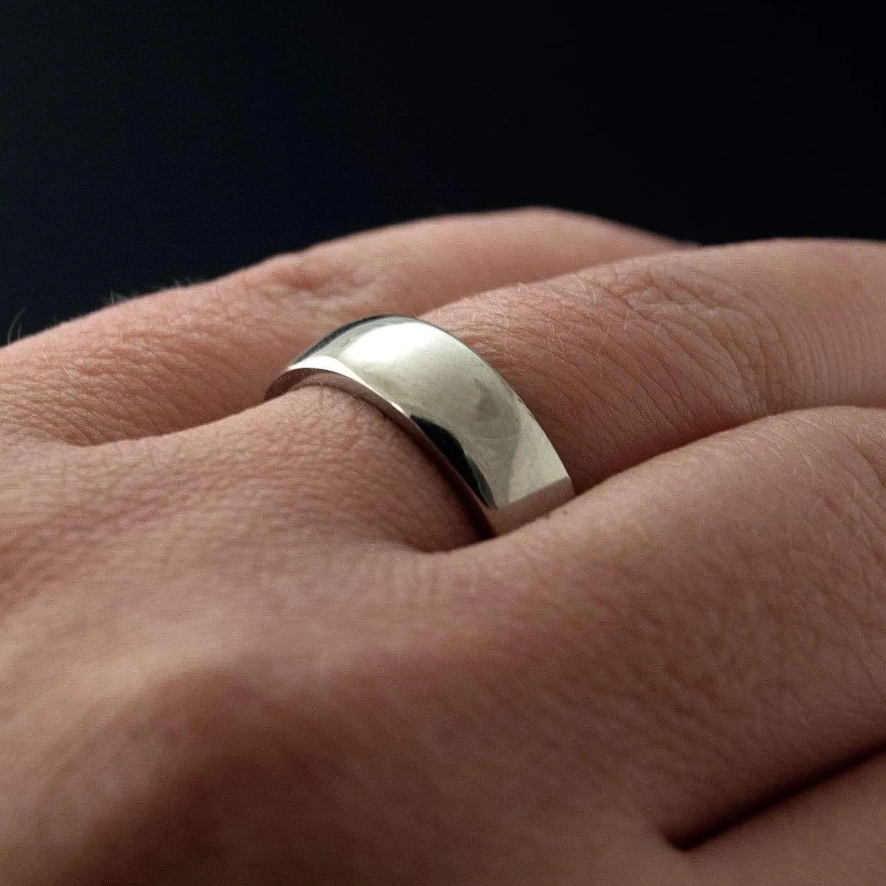 Wide Slightly Domed Modern Simple Wedding Band