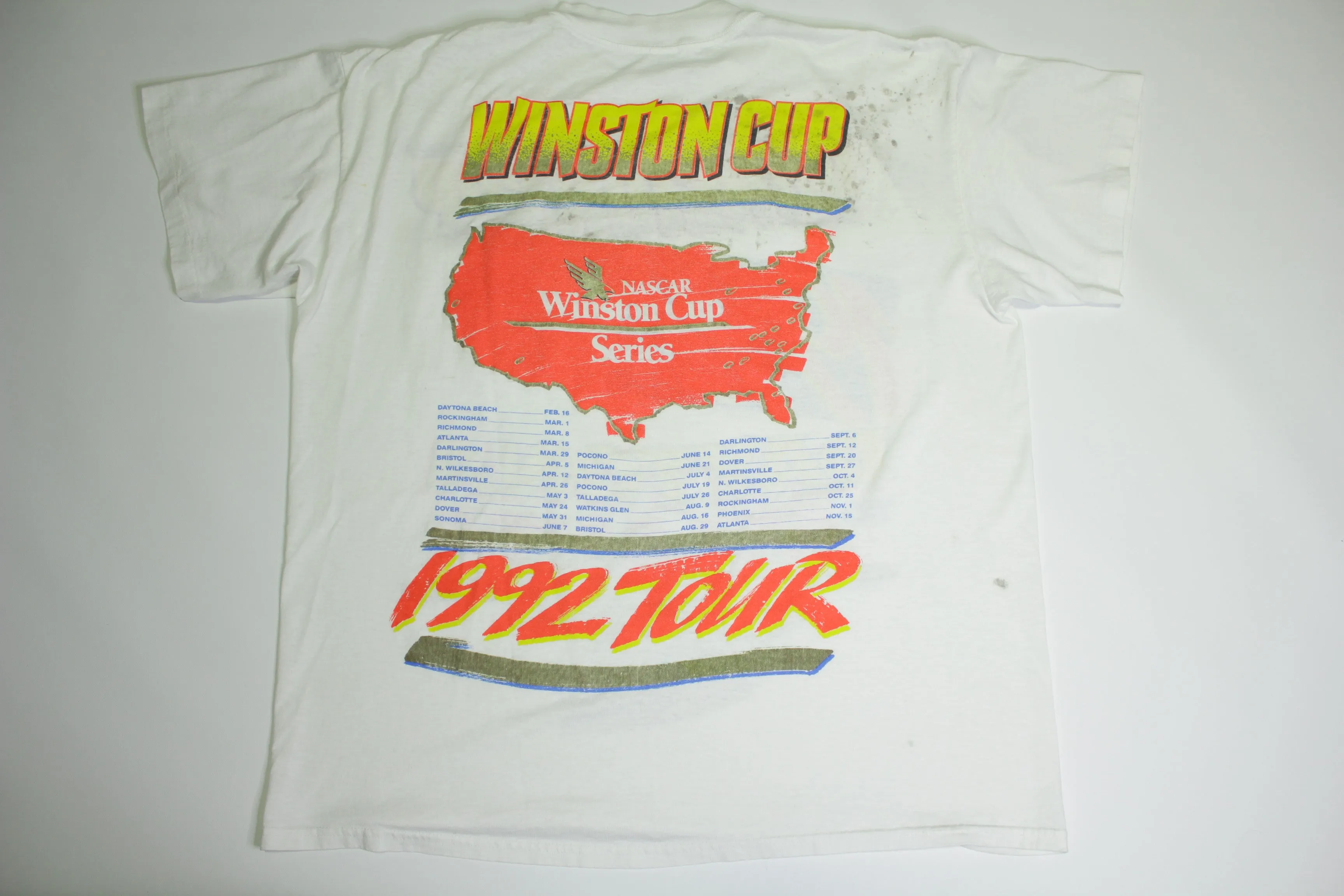 Winston Cup 1992 Daytona To Atlanta Vintage 90's Earnhardt Nascar Series T-Shirt