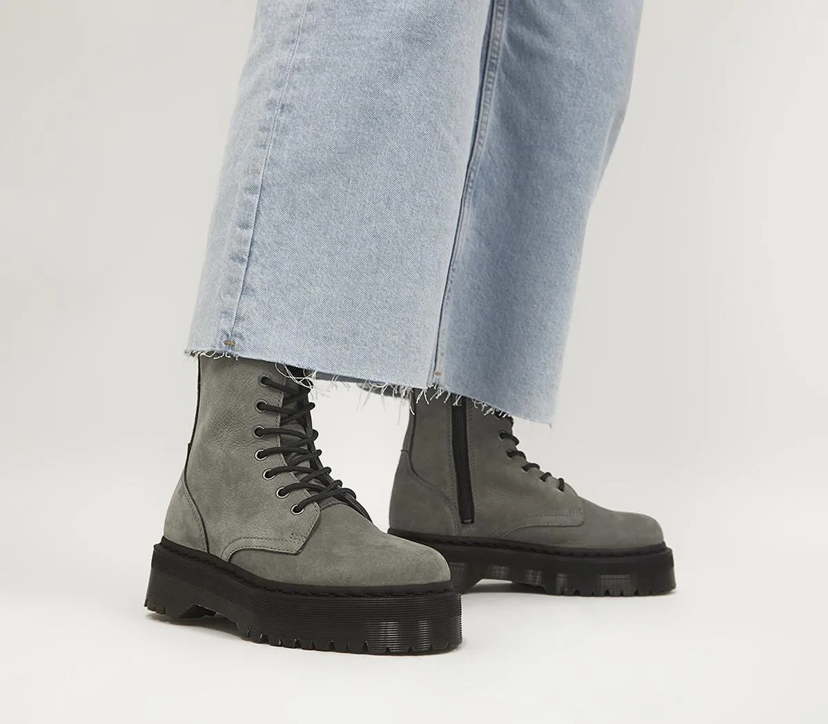 Womens Dr. Martens Jadon 8 Eye Boots Nickel Grey