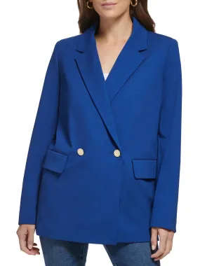 Womens Woven Notch Lapel One-Button Blazer