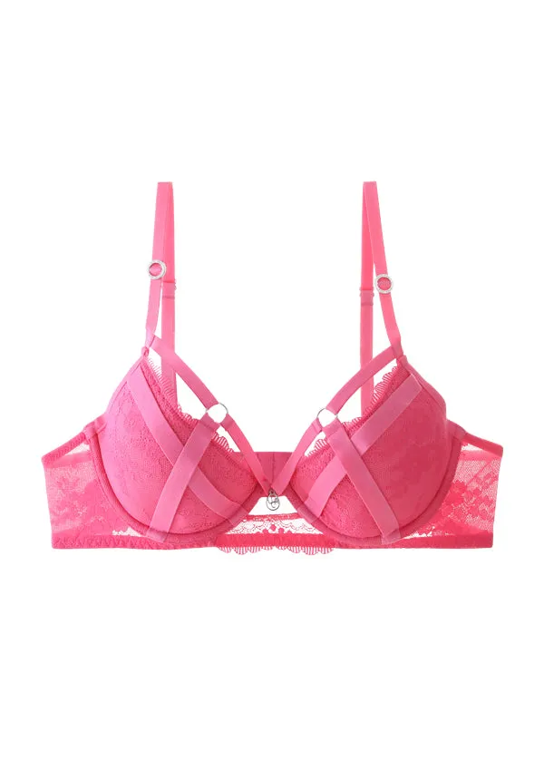 ZENDAYA Sexy Recycled Lace Underwired Demi Bra in Pink