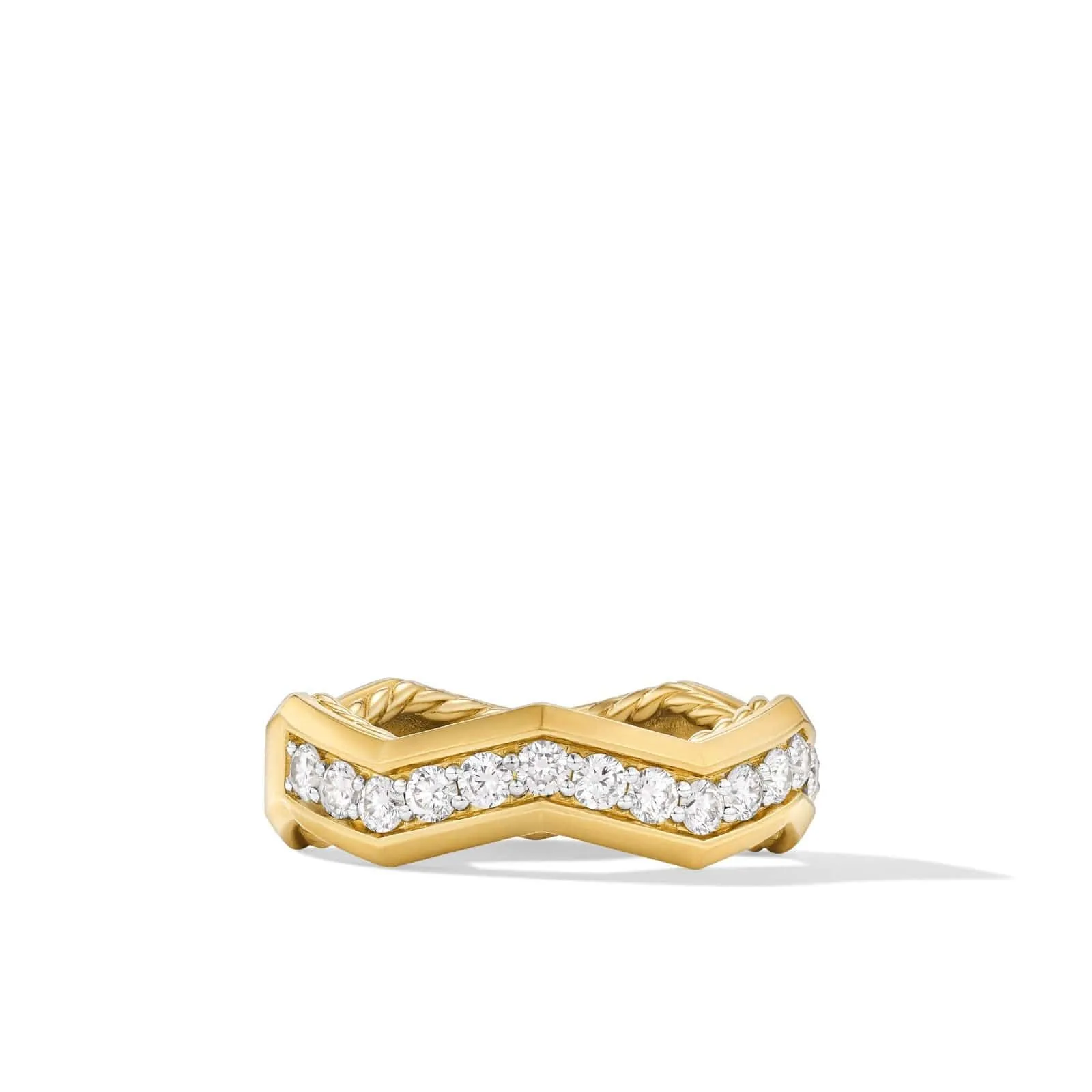 Zig Zag Stax Ring in 18K Yellow Gold with Diamonds, 5mm