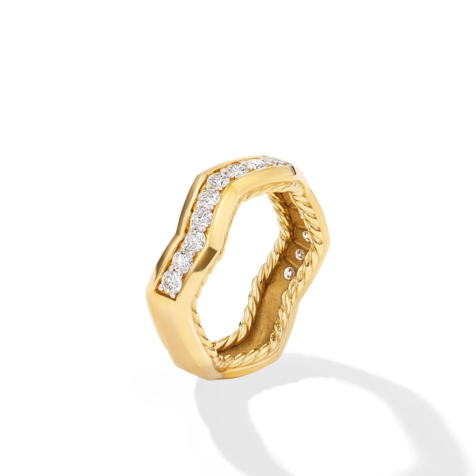 Zig Zag Stax Ring in 18K Yellow Gold with Diamonds, 5mm